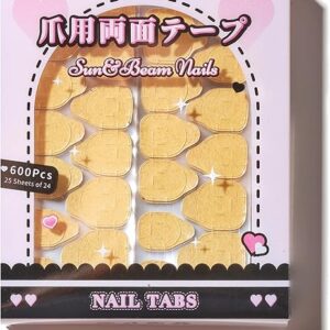 Sun&Beam Nails Adhesive Tabs 25 Sheets for Press On False Nail Tip Gel Glue Double Sided Tape Stickers Waterproof Transparent Strong Sticky…