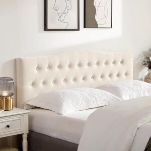 Tufted Upholstered Headboard Queen Size, Sturdy and Durable Solid Wood Bed headboard, Fabric Headboard Adjustable Height from 37” to 51”, M…