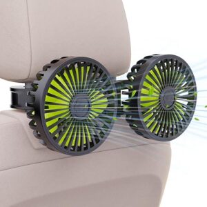 USB Car Cooling Fans for Backseat: Dual Head Car Fan for Kids 3 Speeds 360° Rotatable Vehicle Rear Headrest Fans 5V Powerful Electric Air C…
