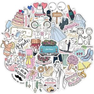 Wedding Stickers for Scrapbooking, 50 PCS Cute Wedding Scrapbook Stickers, Wedding Stickers for Scrapbook Wedding Planners, Self-Adhesive W…