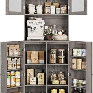 HOSTACK 71” Pantry Cabinet, Tall Storage Cabinet with Microwave Stand, Freestanding Kitchen Hutch with Doors and Adjustable Shelves, Morde…