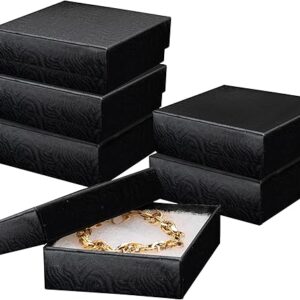 Prestige & Fancy Jewelry Boxes 6 Pack 3.5×3.5×1 inch Black Cardboard Jewelry Gift Boxes With Lids