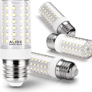 ALIDE E26 100W Replacement LED Candelabra Corn Bulbs,6000K Bright Daylight White,E26 E27 12W LED Light Bulbs 1200LM for Ceiling Fan Chandel…