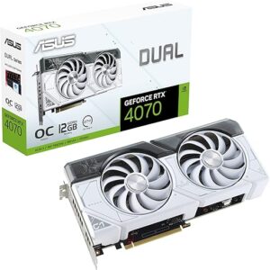 ASUS Dual GeForce RTX™ 4070 White OC Edition 12GB GDDR6X (PCIe 4.0, 12GB GDDR6X, DLSS 3, HDMI 2.1, DisplayPort 1.4a, 2.56-Slot Design, Axia…