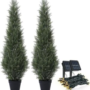 4ft Faux Cedar Topiary Trees with Lights