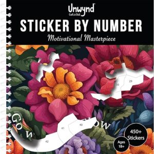 Sticker by Number – Motivational Masterpiece : A lay-flat sticker book with side-by-side sticker pages & scenes for hassle-free unwinding e…