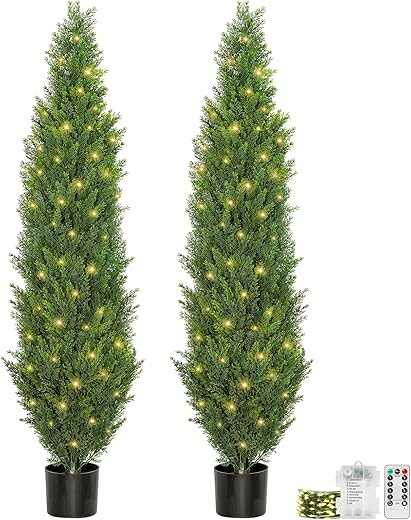 5FT Artificial Topiary Trees 2-Pack with Lights