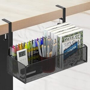 Office Under Desk Organizer Storage, Metal 3-IN-1 Clamp On Desk Side and Desktop File Document Magazine Organization Wall Hanging Bin Holde…