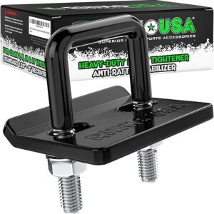 Rhino USA Hitch Tightener Anti Rattle Clamp (for 2 inch Hitches) Heavy Duty Steel Trailer Hitch Stabilizer – Weatherproof Protective Anti-R…