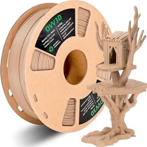 OVV3D Wood PLA Filament 1.75mm, 3D Printer Filament, White Oakwood PLAFilament More Than 30% Real Wood Fiber, Matte and Frosted, 1.75 PLA 3…