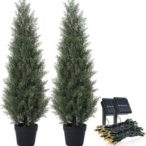 Set of 2 Outdoor Artificial Cedar Topiaries