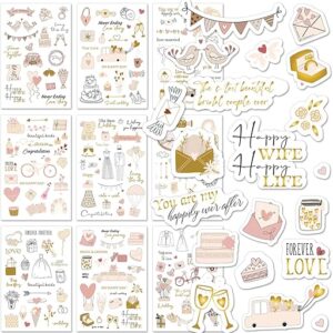 Wedding Stickers for Scrapbooking – 9 Sheets 278 Pcs Vintage Waterproof Bridal Stickers for Engagement, Anniversary, Planner