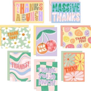 S&O Thank You Cards with Envelopes – Blank Greeting sheets for Handwritten Messages – Set of 24 Thank You Notes and Envelopes – Assorted De…