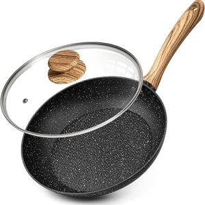 MICHELANGELO Nonstick Frying Pan with Lid, 8 Inch Frying Pans Nonstick with Healthy Coating, Small Frying Pan with Stay-Cool Handle, Induct…
