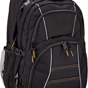 Amazon Basics Laptop Backpack for School, Work, Travel, Fits Up to 17-inch Laptops, Binders, Black