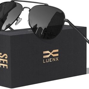 LUENX Aviator Sunglasses for Men Women Polarized Driving Classic Shades – UV 400 Protection with Accessories 60MM