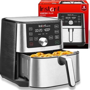 Instant Pot Vortex Plus 4QT Air Fryer, Custom Program Options, 6-in-1 Functions Crisps, Broils, Roasts, Dehydrates, Bakes, Reheats, 100+ In…