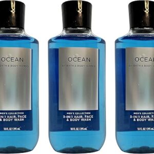 Lot of 3 Bath and Body Works Ocean Signature Collection 2 in 1 Hair Shampoo Body Wash for Men 10 Fl Oz