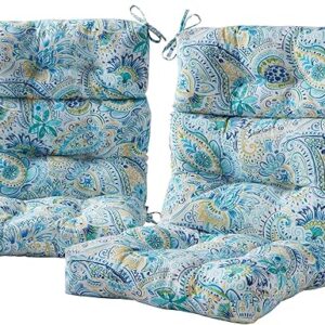 Greendale Home Fashions Outdoor 44 x 22-inch High Back Chair Cushion, Set of 2, Paisley 2 Count