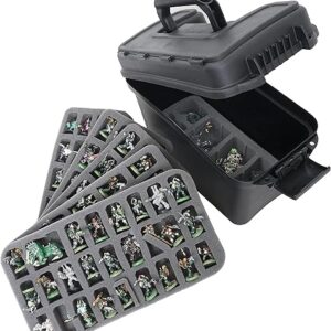 Case Club 123+ Miniature Figurine Hard Shell Carrying Case – Fits Warhammer 40k, DND, Battletech, Citadel & More! This Tabletop Army Travel…