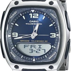 Casio AW81D Series | Watches for Men | Analog Digital Watch | Silver Stainless Steel | 1/100 SEC Stopwatch | Countdown Timer | World Time |…