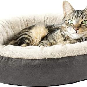 Love’s cabin Round Donut Cat and Dog Cushion Bed, 20in Bed for Cats or Small Dogs, Anti-Slip & Water-Resistant Bottom, Super Soft Durable F…