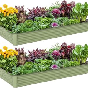 2PCS 8x4x1ft Galvanized Raised Garden Bed-Outdoor Galvanized Planter Box for Vegetables, Fruits,Herbs, Flowers, Metal Raised Garden Bed kit…