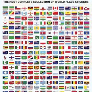 Flags of The World Stickers – Premium Country Flags and Mini Flag Stickers Set – Durable World Flags and Country Stickers – Ideal for Educa…