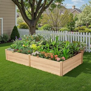 8×4 Ft Wood Raised Garden Bed, Durable 15 Inch Depth Planter Box for Vegetables, Herbs, and Flowers, Ideal for Outdoor Gardening with Open …