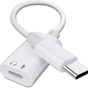 USB C to Lightning Audio Adapter, USB C Male to Female Lightning Earbuds Audio Adapter Compatible with iPhone 16 Pro Max/16/16e/15/15 Pro, …