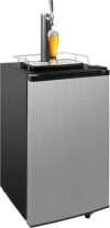 3.4 Cu.Ft. Kegerator, Keg Beer Cooler for Beer Dispensing with 4 Casters, CO2 Cylinder, Temperature Control, Drip Tray, Black Stainless Ste…