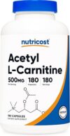 Nutricost Acetyl L-Carnitine (ALCAR) 500mg, 180 Capsules, 180 Servings – Non-GMO and Gluten Free, 1 Capsule per Serving
