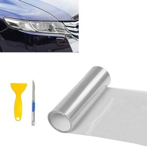 12” X 48” Clear Tint Vinyl Wrap Film Roll for Car Headlight, Taillight, Fog Lights with Squeegee + Cutter（Clear）