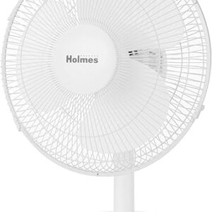 HOLMES 12″ Table Fan, 75° Oscillation, 3 Speeds, 15° Adjustable Head Tilt, Ideal for Home, Bedroom or Office, White