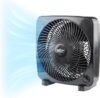 Comfort Zone Box Fan, 9 inch Portable Desk fan, Quiet 3 Speed Mini Fan for Bedroom, Electric Bedside Table Fan, Black