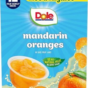 Dole Fruit Bowls Mandarin Oranges in 100% Juice Snacks, 4oz 12 Total Cups, Gluten & Dairy Free, Bulk Lunch Snacks for Kids & Adults