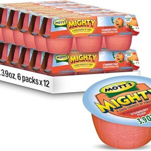 Mott’s Mighty Strawberry Peach Applesauce, 3.9 Oz Cups, 72 Count (12 Packs Of 6), No Sugar Added, Good Source Of Fiber, Supports A Healthy …