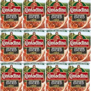 Contadina Fire Roasted Diced Tomatoes with Garlic, 12 pack of14.5 oz Can