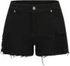 THUNDER STAR Ripped Jean Shorts for Women Mid Rise Frayed Raw Hem Stretchy Denim Shorts