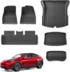 Floor Mats for Tesla Model 3 2024 2023 2022 2021,TPE All Weather Protection Floor Mats Set (6 Pieces),Custom Fit Cargo Liner Cargo Trunk Ac…