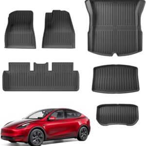 Floor Mats for Tesla Model 3 2024 2023 2022 2021,TPE All Weather Protection Floor Mats Set (6 Pieces),Custom Fit Cargo Liner Cargo Trunk Ac…