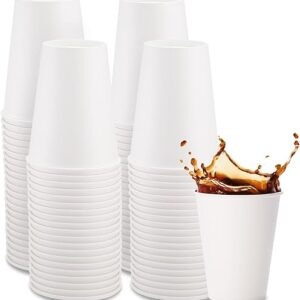 Freshware Coffee Cups 12 oz [100 Pack] Disposable Paper Cups for Hot or Iced Coffee Cup, Slushie Cup, Milkshakes, Smoothies, and Tea