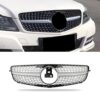 SNA W204 Grill, Front Grille for Mercedes Benz 2008-2014 C-class C300 C250 C350 (Chrome Diamond)