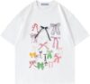 Aelfric Eden Bow Shirt for Women Oversized Graphic Tees Y2K Cute Print Short Sleeve T-Shirt Casual Summer Cotton Top