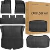 Weize Floor Mats Fit for Tesla Model 3 Highland 2025 2024, TPE All Weather Cargo Liner Floor Mats and Cargo Trunk Mats Accessories Front Re…
