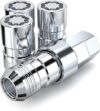 White Knight MG40910SLAM Chrome M14x1.50 Thread Size (1.64″ L) Conical Seat Socket Type Wheel Locks, 4 Pack