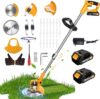 20000 RPM Electric Weed Wacker Cordless Eater, 21V Height Adjustable 6″ Heavy-Duty Garden Edger Brush Cutter Cordless, Grass Trimmer Lawn M…