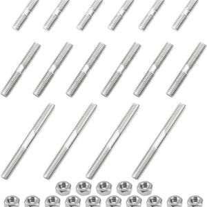 Metric 16Pcs 304 Stainless Steel Double End Threaded Stud Screw Bolt M8x30/50/70 with Nut