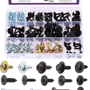 Swpeet 160Pcs 14 Sizes Metal Car Screw Body Bumper Hood Retainer Clips with Phillips Round Head Self Tapping Screw Assortment Kit, Body Bol…