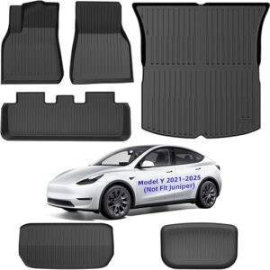 Maysoo Tesla Model Y Floor Mats 2021-2024 2025 5 Seat,Custom Fit Interior All-Weather TPE Waterproof Non-Slip Floor Mat&Cargo Liners,The Ed…